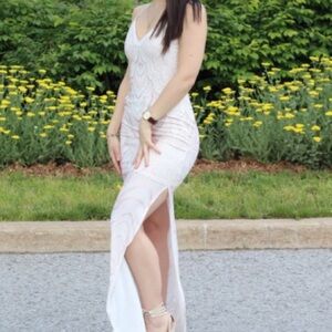 Elegant White and Rose Gold Gown